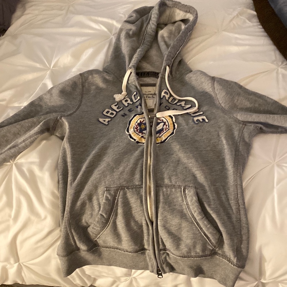 Abercrombie and Fitch Gray hooded zip-up sweatshirt- Large